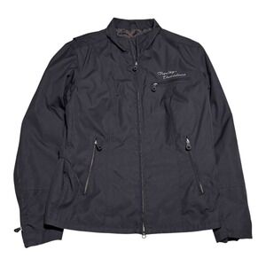 Harley Davidson Quilt Lined Nylon Black Motorcycle Riding Jacket Women's Large‎